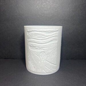 Porsgrund Nordic Edvard Munch The Scream White Porcelain Lithopane Candle Holder